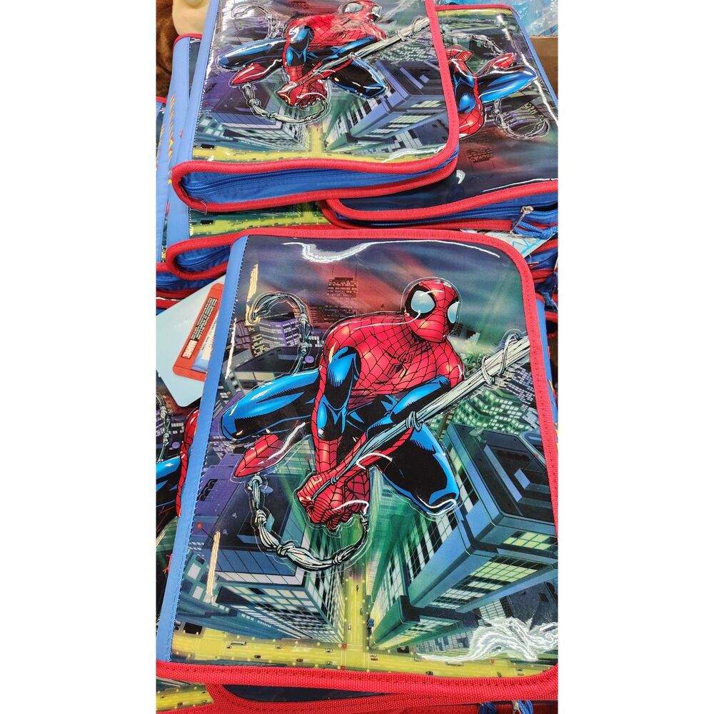 Vtg-NWT-Spider Man Zippered 3D-Ring Binder 2005 Marvel w/Folder, Spiral Notebook